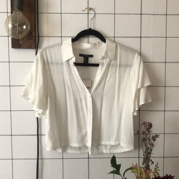 White/ivory woven button up - Picture 2 of 3